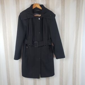 Calvin Klein Wool Blend Trench Pea Coat Black Size‎ 6